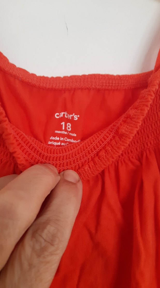 carters marka 18 aylık   Kolsuz Kırmızı Fırfırlı Bebek Body - Görsel 4