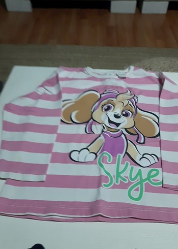 4adet tişort tanesi 75 Kız Çocuk Gri Uzun Kollu Simli Sweatshirt - Görsel 8