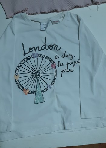 4 adet zara toz pembe Baskılı Uzun Kollu Kız Tişörtü tane 80 tl - Görsel 13