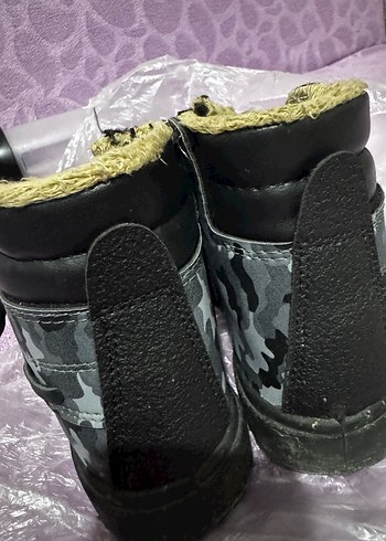 Gri Kamuflaj Desenli Kürklü Erkek Bot - Görsel 4