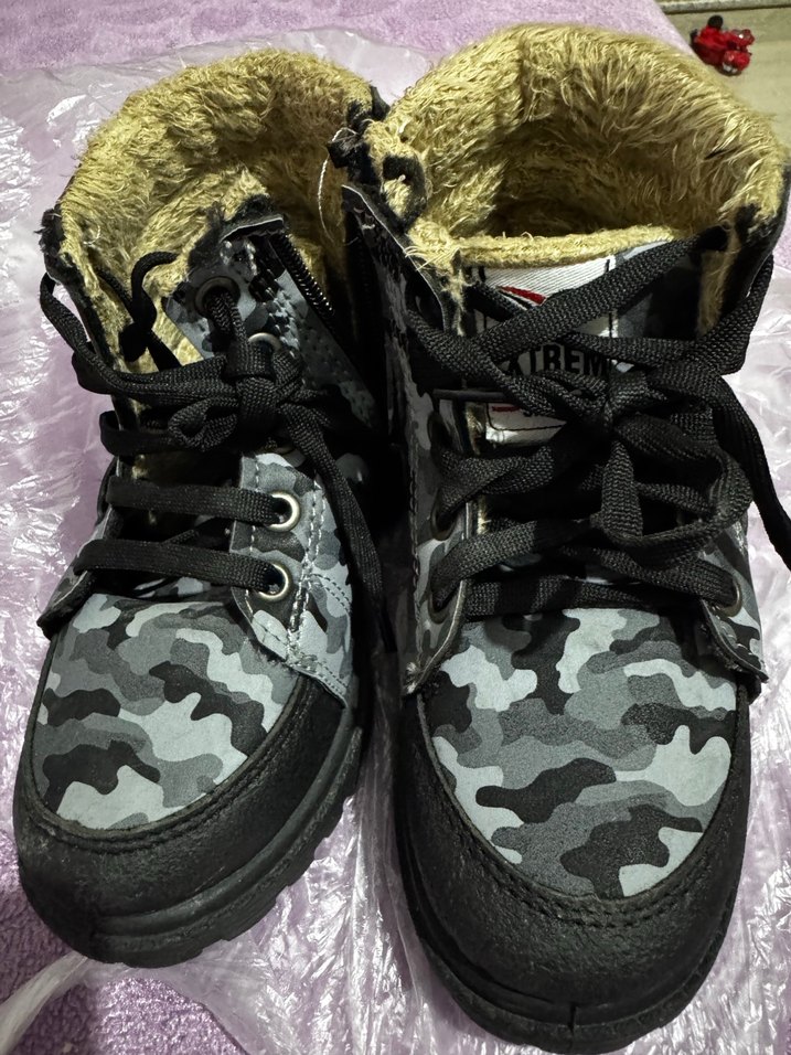 Gri Kamuflaj Desenli Kürklü Erkek Bot - Görsel 3