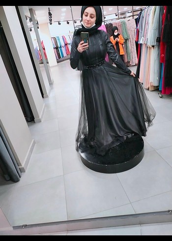 Uzun Siyah Gotik Kadın Abiye Elbise S M uyumlu - Görsel 3