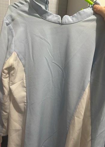 Uzun Kollu Mavi Beyaz Kadın Elbise tunik - Görsel 4