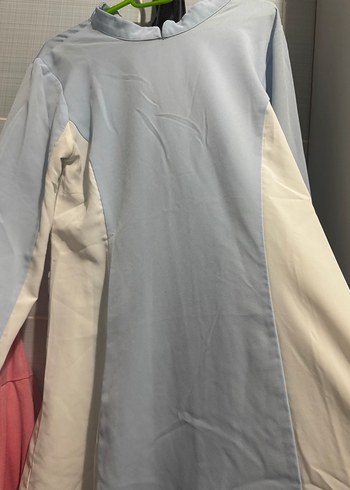 Uzun Kollu Mavi Beyaz Kadın Elbise tunik - Görsel 5