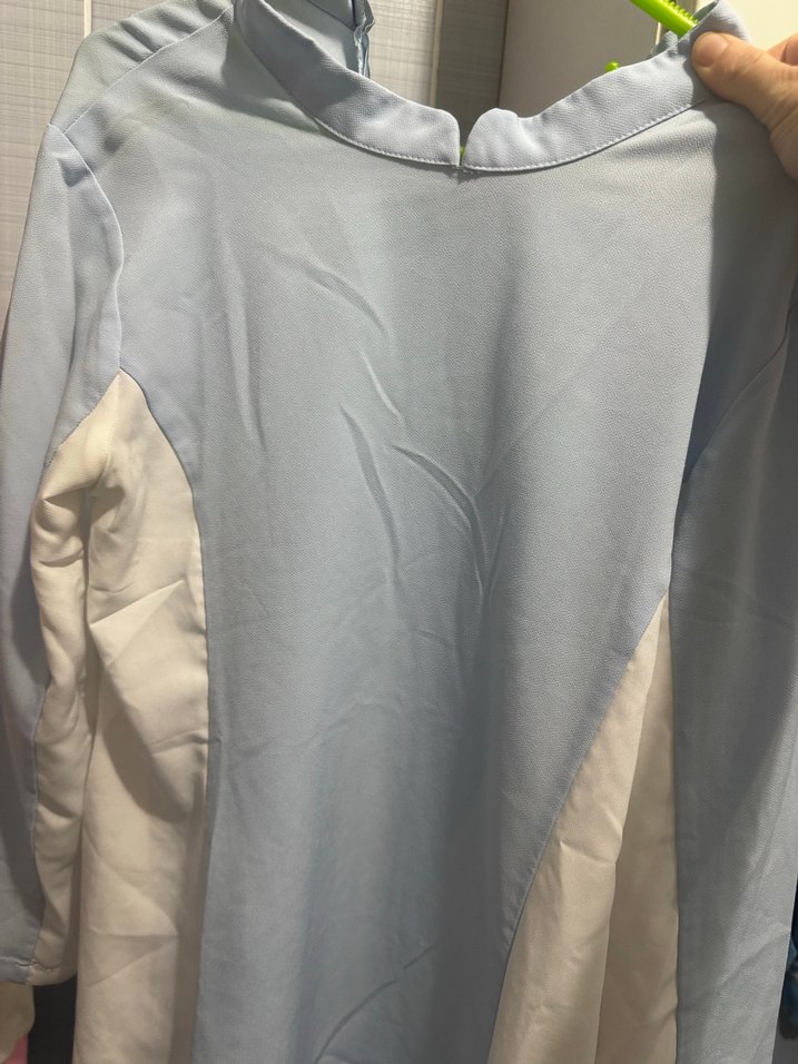 Uzun Kollu Mavi Beyaz Kadın Elbise tunik - Görsel 4