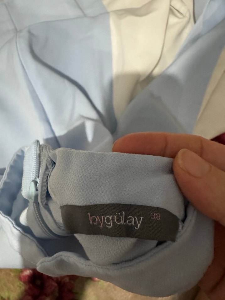 Uzun Kollu Mavi Beyaz Kadın Elbise tunik - Görsel 3