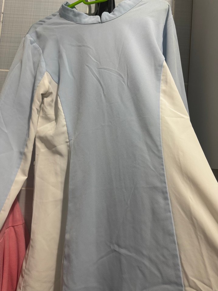 Uzun Kollu Mavi Beyaz Kadın Elbise tunik - Görsel 5