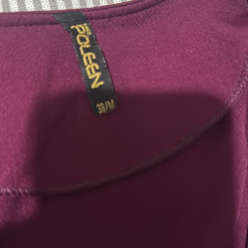 Düğmeli Bordo Uzun Vintage Elbise - Görsel 2