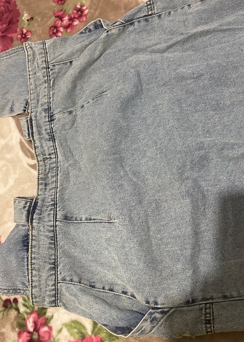 Düğmeli Gri Kot Uzun Kadın Salopet - Görsel 8