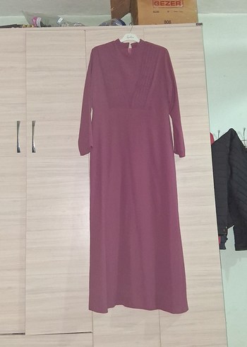 Mor Pilili Yüksek Yaka  elbise - Görsel 5