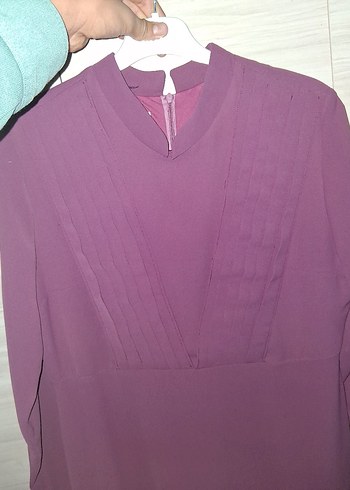 Mor Pilili Yüksek Yaka  elbise - Görsel 3