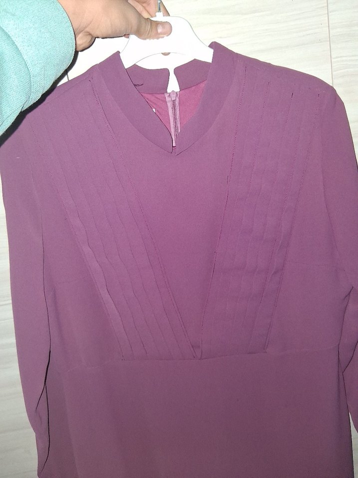 Mor Pilili Yüksek Yaka  elbise - Görsel 3