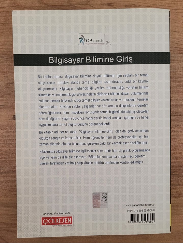 Bilgisayar Bilimine Giriş - Toros Rifat Çölkesen - Görsel 2