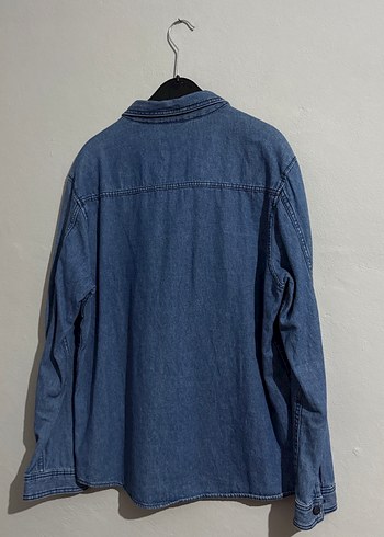 Erkek Mavi Denim Düğmeli Uzun Kollu Gömlek - Görsel 4