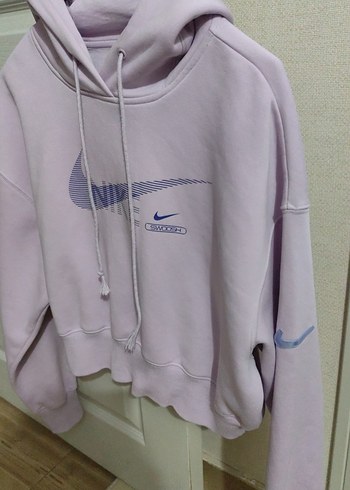 Mor Kapüşonlu Oversize Sweatshirt - Görsel 2