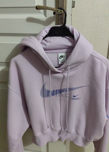 Mor Kapüşonlu Oversize Sweatshirt - Görsel 4