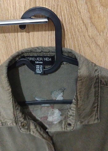 yeşil Kadın Keten Gömlek, Düğmeli, Salaş Kesim - Görsel 3