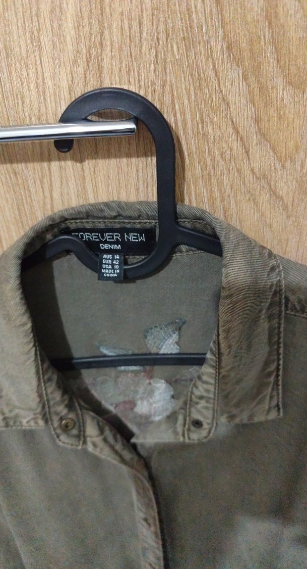 yeşil Kadın Keten Gömlek, Düğmeli, Salaş Kesim - Görsel 3