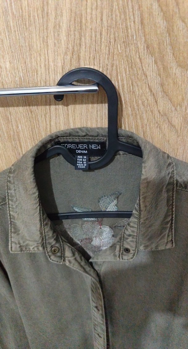 yeşil Kadın Keten Gömlek, Düğmeli, Salaş Kesim - Görsel 4