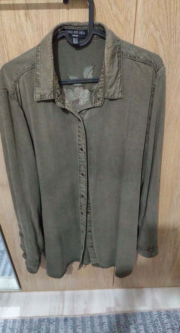 yeşil Kadın Keten Gömlek, Düğmeli, Salaş Kesim - Görsel 5