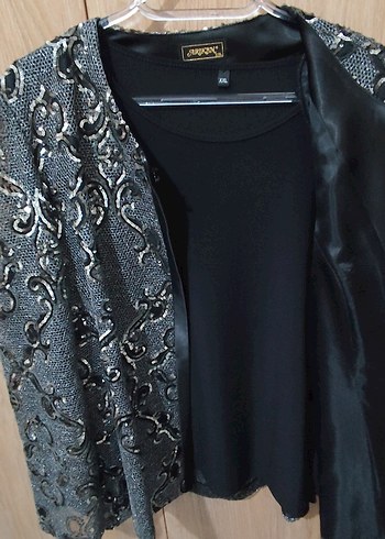 Desenli Gri Midi Kadın Klasik Ceket - Görsel 5