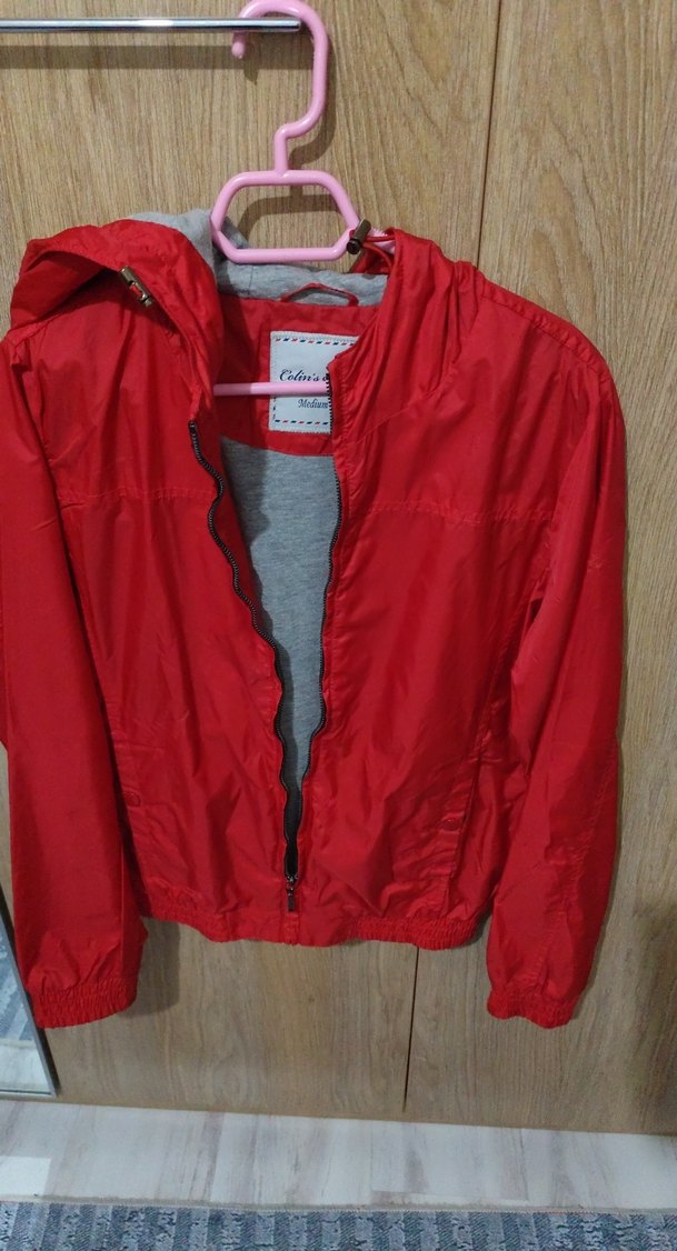 Kadın Kırmızı Fermuarlı yağmurluk - Görsel 3