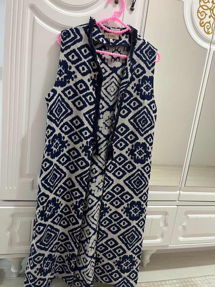 Bohem V Yaka Uzun Desenli Yelek - Görsel 2