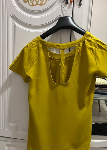 Kadın Sarı Kısa Kollu Pilili Bluz - Görsel 4