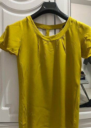 Kadın Sarı Kısa Kollu Pilili Bluz - Görsel 2