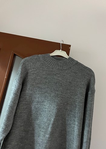 Gri Midi Triko Kadın Kazak - Görsel 2