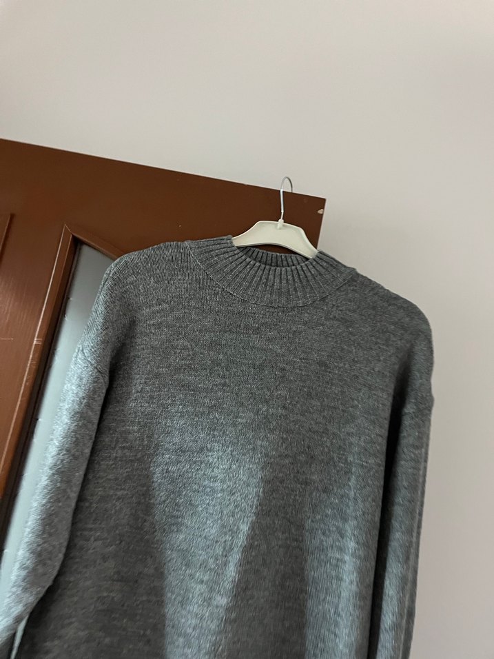 Gri Midi Triko Kadın Kazak - Görsel 2