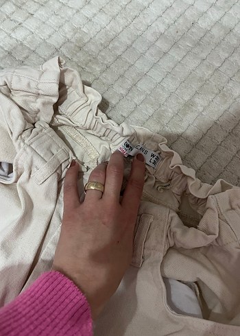 Beyaz Keten Midi Bol Kesim Kemerli Kadın Pantolon - Görsel 3