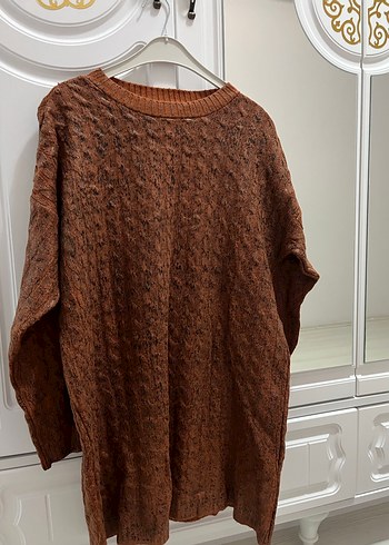 Kadın Kahverengi Bohem Örgü Kazak - Görsel 4