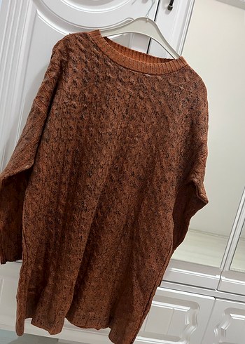 Kadın Kahverengi Bohem Örgü Kazak - Görsel 2