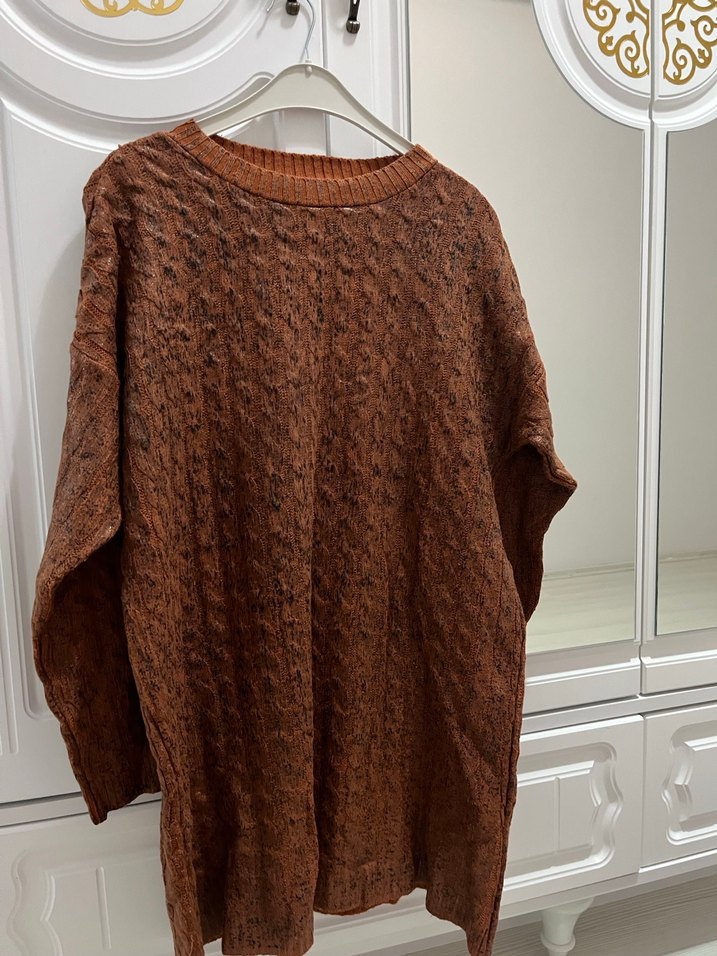 Kadın Kahverengi Bohem Örgü Kazak - Görsel 4