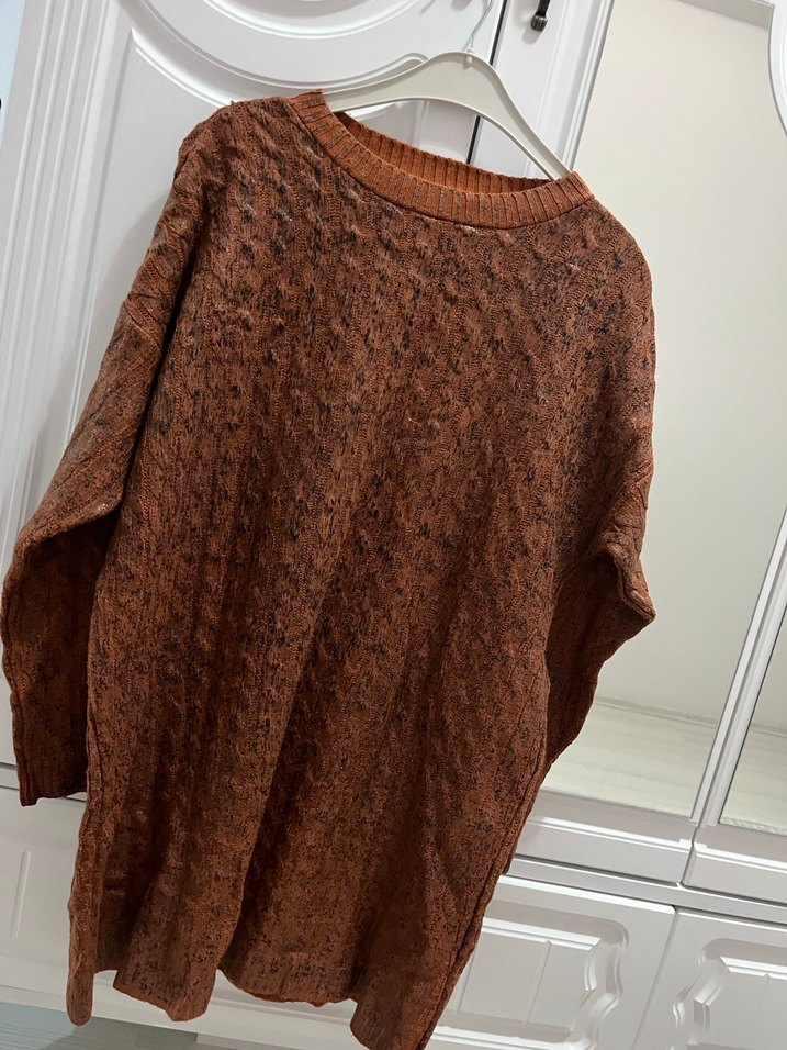 Kadın Kahverengi Bohem Örgü Kazak - Görsel 2