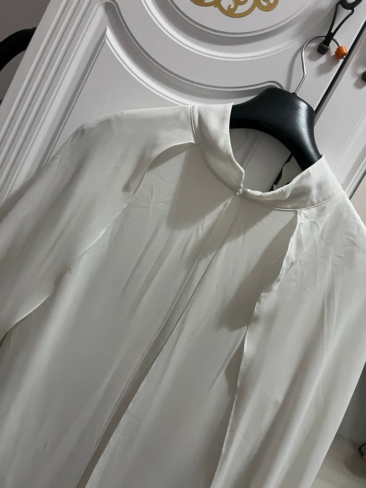 Uzun Kollu Beyaz Kadın Gömlek - Görsel 5