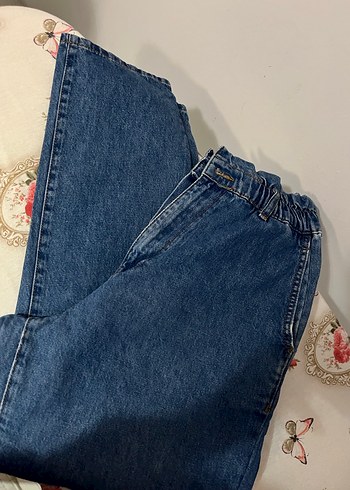 Kadın Lacivert Bol Kesim Midi Kot Pantolon - Görsel 2