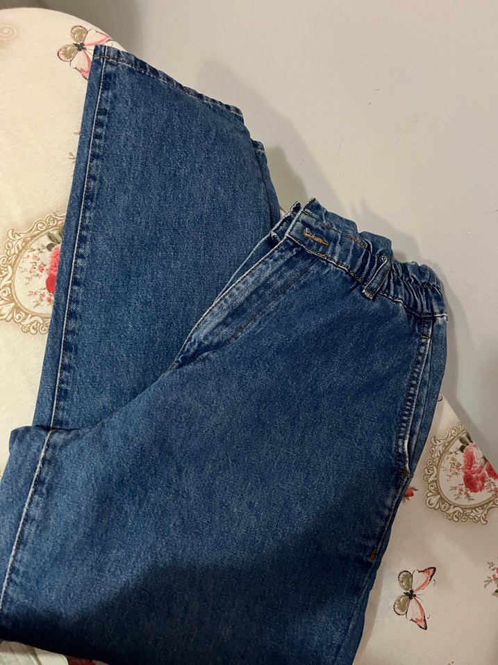 Kadın Lacivert Bol Kesim Midi Kot Pantolon - Görsel 2