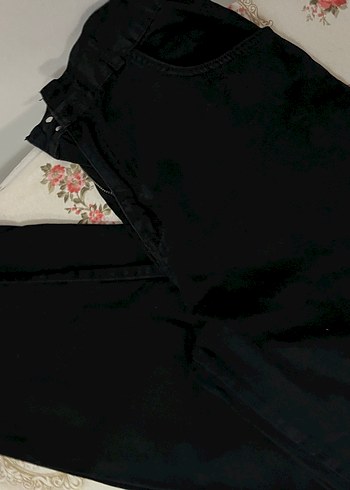 Siyah Midi Kadın Rahat Kesim kot Pantolon - Görsel 2