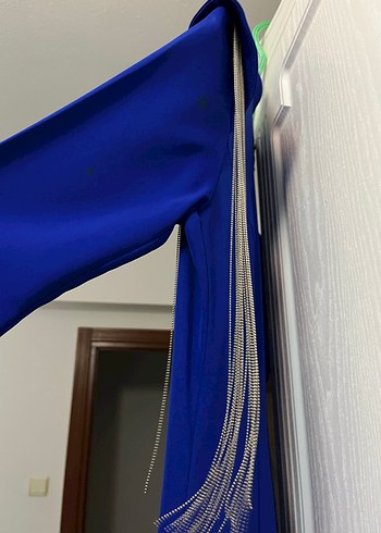 Uzun Kollu Mavi Salaş Kadın Elbise - Görsel 5