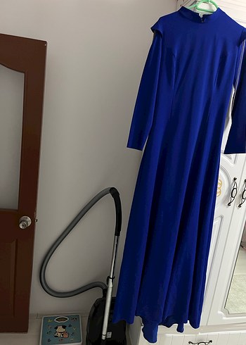 Uzun Kollu Mavi Salaş Kadın Elbise - Görsel 2