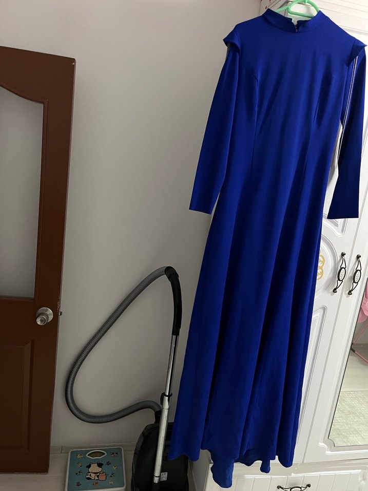 Uzun Kollu Mavi Salaş Kadın Elbise - Görsel 2