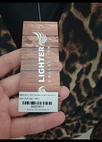 46 Beden Leopar desenli şifon elbise