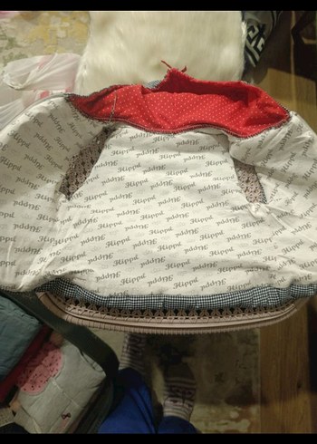 Kız Çocuk Kapüşonlu Gri Nakışlı Yelek - Görsel 2