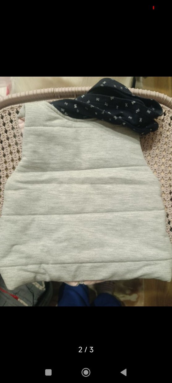 Kız Çocuk Gri Nakışlı şişme yelek - Görsel 2