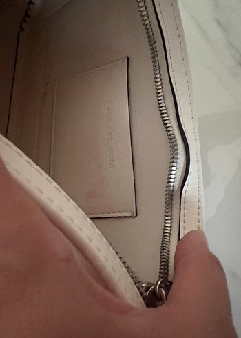 Calvin Klein Calvin Klein beyaz Fermuarlı Deri Kadın Çanta
