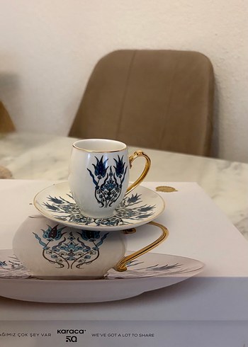 Karaca Beyaz Desenli Kahve Fincanı Seti