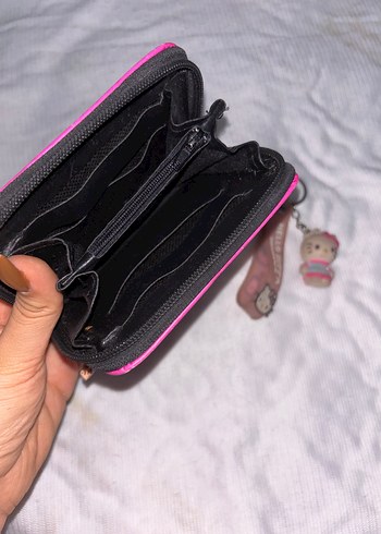 Hello Kitty Fermuarlı Pembe Cüzdan ve Anahtarlık - Görsel 2