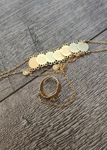 Altın Renk Zincir Detaylı Bohem El Zinciri - Görsel 2